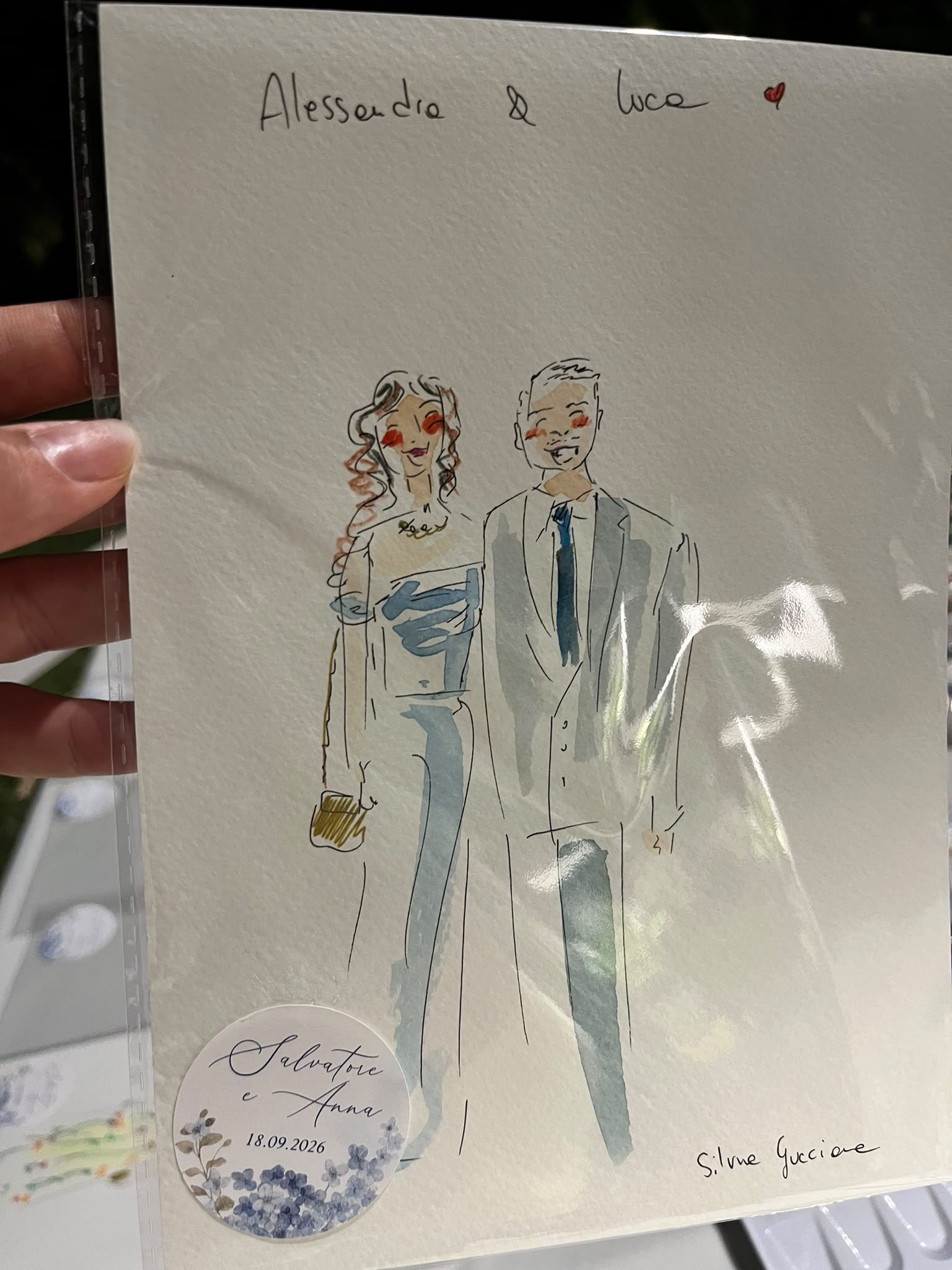 Illustrazione personalizzata di una coppia di invitati